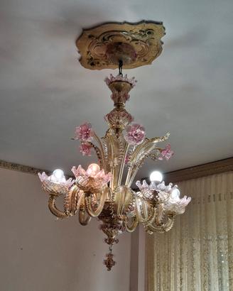 lampadario Murano 6 fiori 