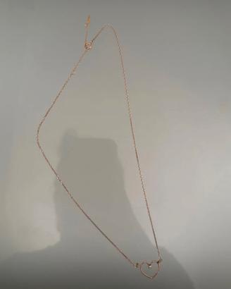 Collana in oro 9kt con cuore e diamantino centrale