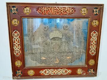 arazzo antico del 1900 indiano su cornice 