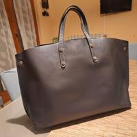 Shopping bag in pelle color grigio