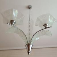 elegante lampadario stile Liberty vetro decorato