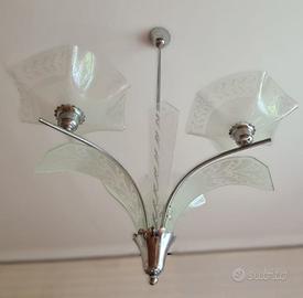 elegante lampadario stile Liberty vetro decorato