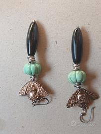 Orecchini argento  ,onice ,turchesi