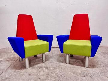 Coppia poltrone multicolore, anni '80