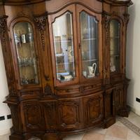 mobile vetrina in legno intarsiato anni 80