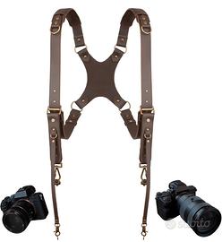 Tracolla doppia per fotocamera in pelle