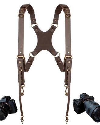 Tracolla doppia per fotocamera in pelle