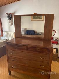 Comó antico specchiera con cassetti a serratura