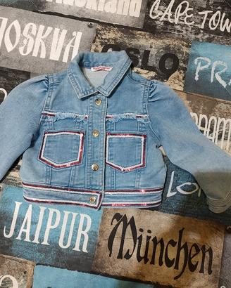 Giubbino jeans bambina con paillettes