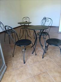  Set Tavolo + 2 sedie ferro battuto bistrot