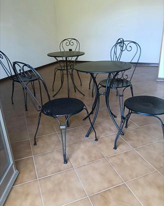  Set Tavolo + 2 sedie ferro battuto bistrot