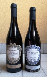 2 bottiglie di vino rosso. AMARONE + VALPOLICELLA 