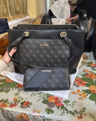 Borsa guess nera con portafoglio