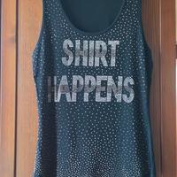 Canotta Paillettes Nero Borchie 