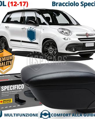 Bracciolo Per Fiat 500L SPECIFICO in PELLE-PU Nera