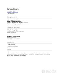 Disponibilità per ristorazione a Roma