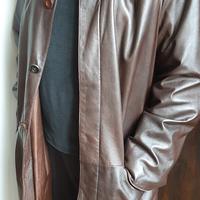 Cappotto lungo pelle marrone