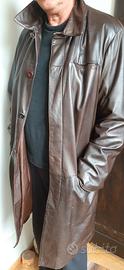Cappotto lungo pelle marrone