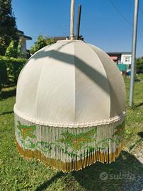 coppia lampade in tessuto e decorazione perline 