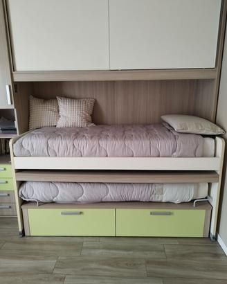 Letto doppio estraibile con scrivania