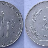 TURCHIA 50 L 1977 ARGENTO FAO WORLD FOOD