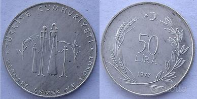 TURCHIA 50 L 1977 ARGENTO FAO WORLD FOOD