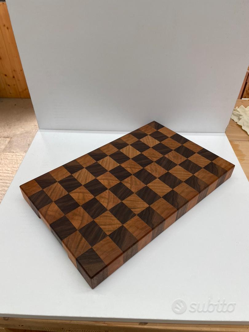 Tagliere In Legno Teak End Grain Erreke - 44x29.5x3.2cm, Scanalatura Succhi, Maniglie, Legno Sostenibile