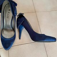 Scarpa décolleté tessuto tipo raso Blu Tacco 10