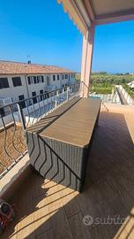Tavolo in rattan 190x70 con panche a scomparsa