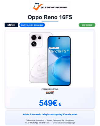 Oppo Reno 16FS 8/512GB Nuovo