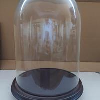 CAMPANA IN VETRO CON BASE IN LEGNO COLOR NOCE 50 c