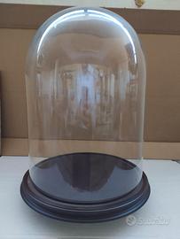 CAMPANA IN VETRO CON BASE IN LEGNO COLOR NOCE 50 c