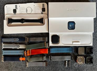 APPLE WATCH 9 45 mm Midnight GPS + 12 cinturini