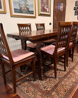 Tavolo in Legno e 6 Sedie - Arte Povera