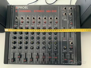 Impianto  audio mixer Proel + 2 casse LEM 60 watt