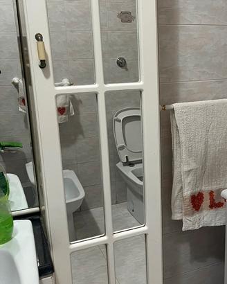 Mobile Colonna da Bagno Vintage con Specchio