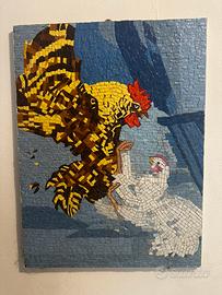 Mosaico gallo e gallina