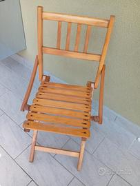 Sedia pieghevole legno bambino vintage.