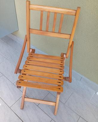 Sedia pieghevole legno bambino vintage.