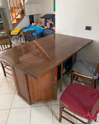 Tavola isola da cucina in rovere fatta a mano