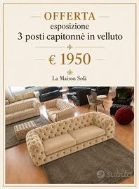 € 1950,00 divano 3 posti capitonne’ in velluto