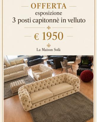€ 1950,00 divano 3 posti capitonne’ in velluto