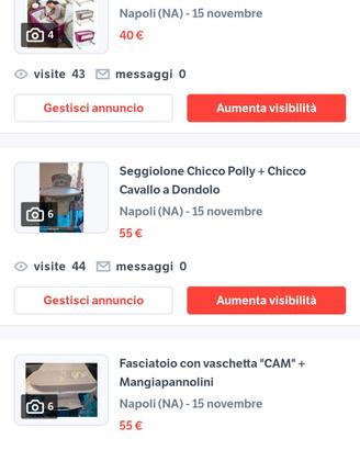 📦 Lotto completo articoli prima infanzia 