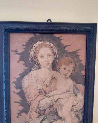 Arazzo vintage  della Madonna del Rosario - Madre
