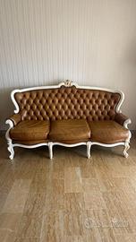 divano in pelle 3 posti vintage stile barocco