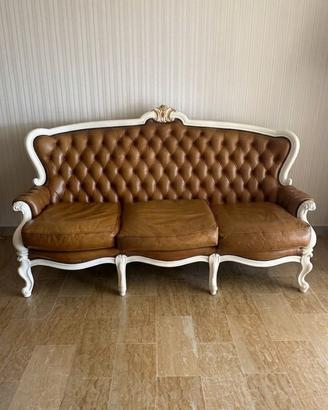 divano in pelle 3 posti vintage stile barocco