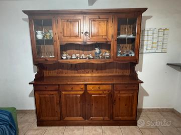 Credenza con alzata in arte povera in legno massel