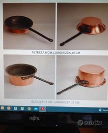 Pentolame in rame varie fogge e misure