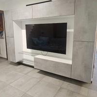 Parete attrezzata  effetto cemento