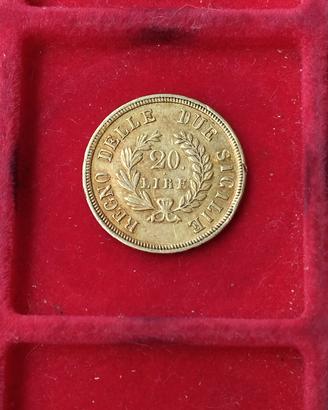 Regno delle due Sicilie 20 lire 1813 oro 900 rara.